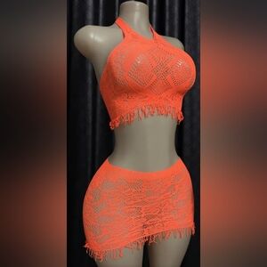 OS • Two-Piece Set • Halter Crop Top & Mini skirt